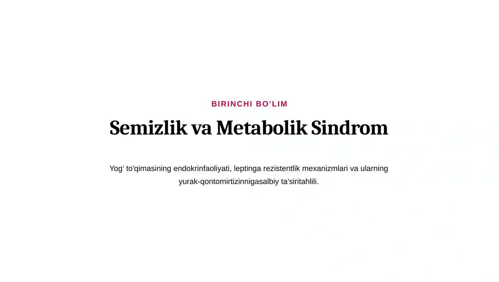 MUSTAQIL TA'LIM TAQDIMOTI: Gomeostaz va Moddalar Almashinuvi Buzilishlari Patologikfiziologiyafani doirasidasemizlik 2