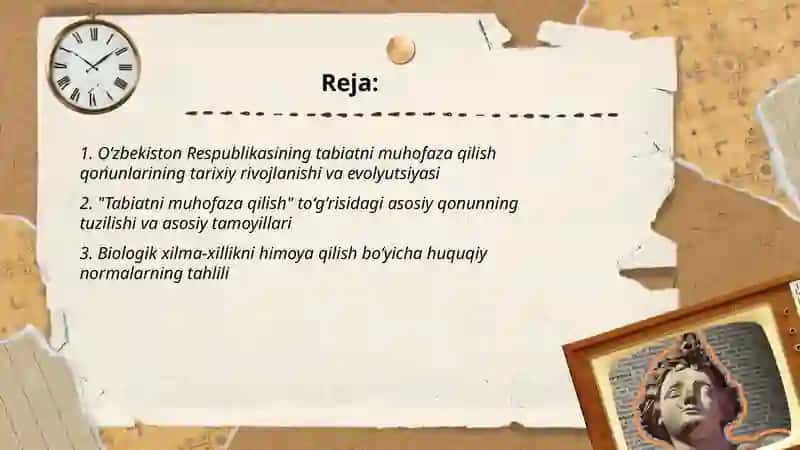 Oʻzbekiston Respublikasi tabiatini asrashga doir qonunlarni oʻrganish va tahlil qilish 2