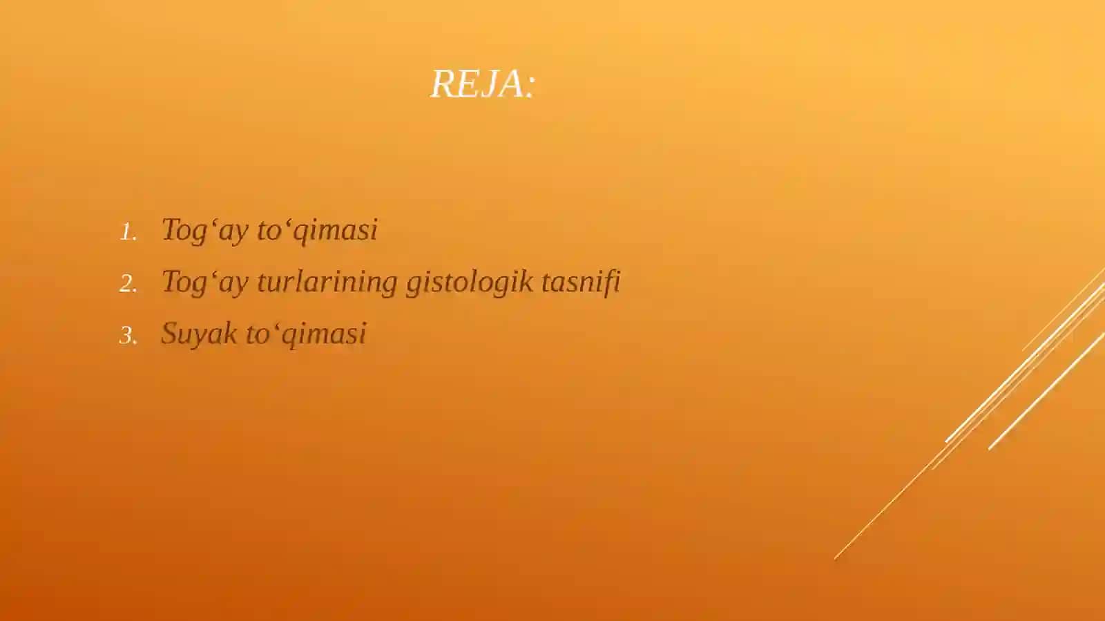 Seklet to'qimasi (tog'ay va suyak to'qimalari). 2