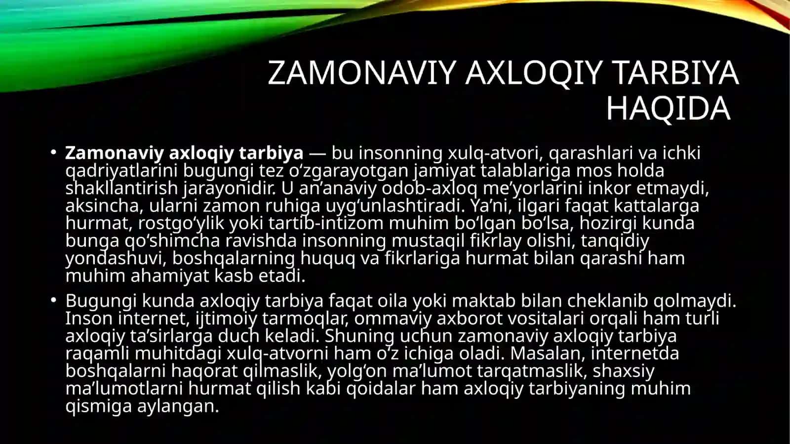 Zamonaviy axloqiy tarbiyaning yutuq va kamchiliklari 2