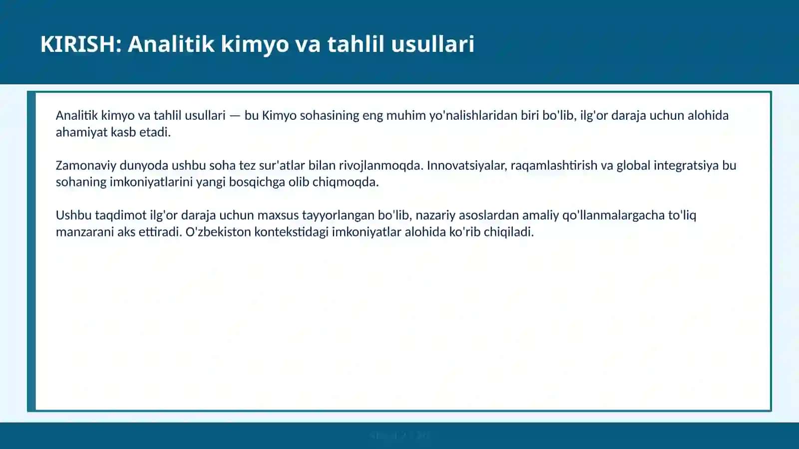 ANALITIK KIMYO VA TAHLIL USULLARI 2