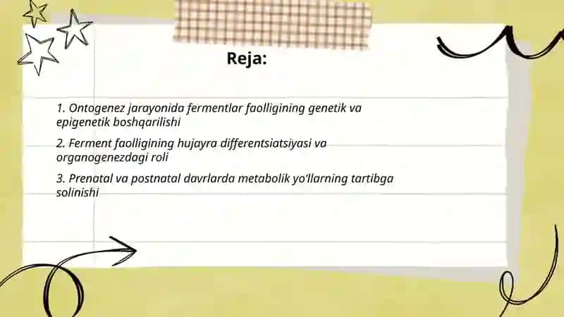 Ontogenezda fermentlar faolligini boshqarilishining ahamiyati 2