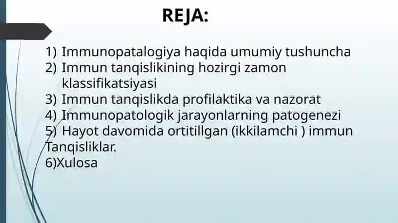 Immunopatalogiya, xozirgi zamon
Klassifikatsiyasi tug’ma va hayot davomida
Ortirillgan immun tanqis 2