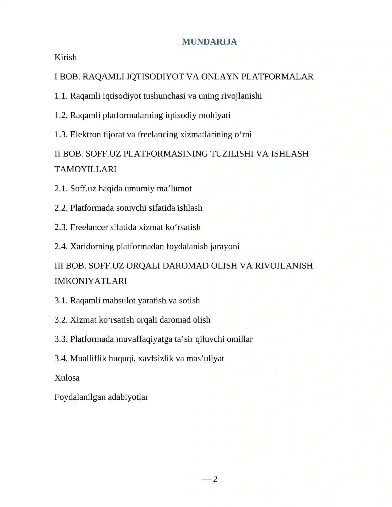 Soff.uz platformasining ishlash mexanizmi va raqamli iqtisodiyotdagi o‘rni — ilmiy ish 2