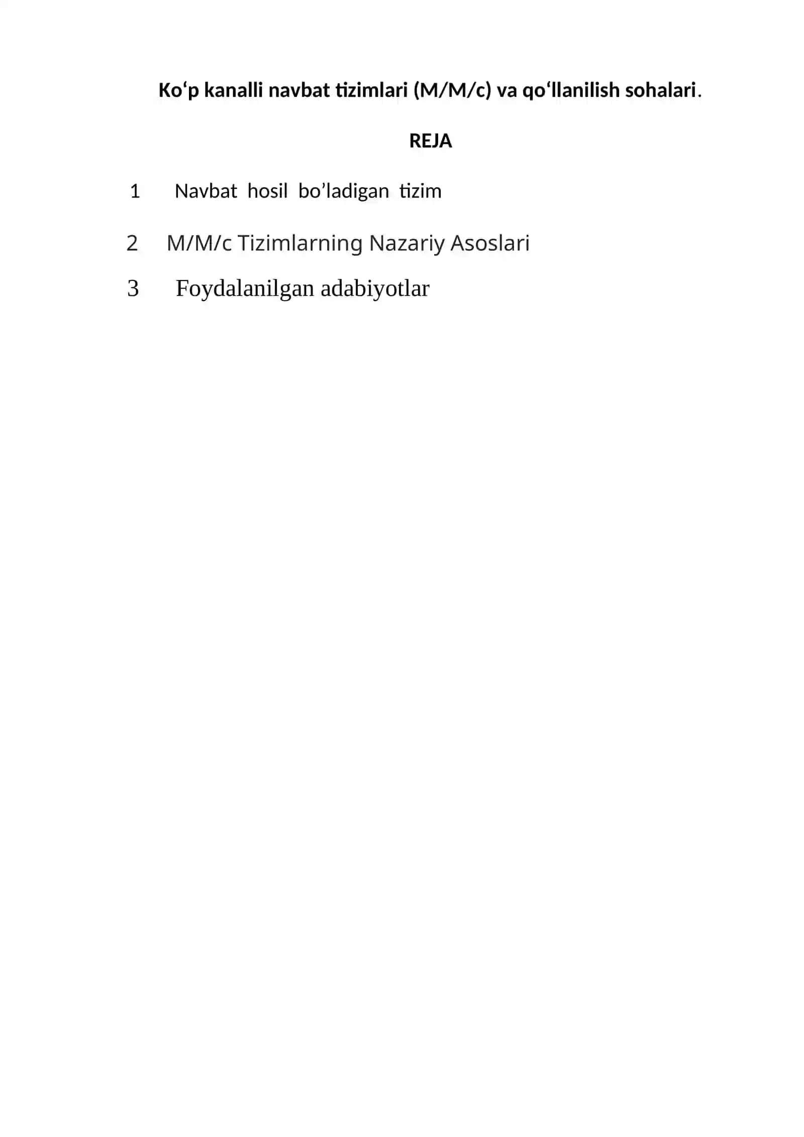Navbat hosil bo’ladigan tizim 2