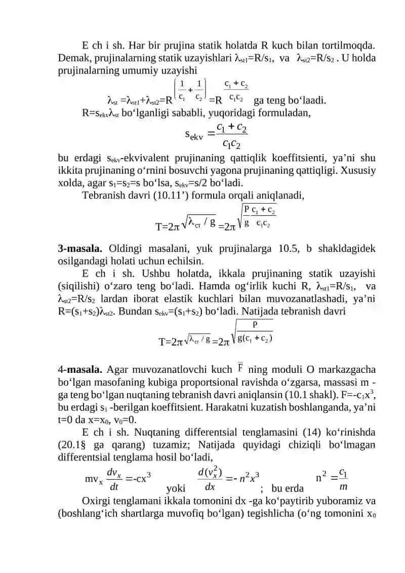 Moddiy nuqtaning to’g’ri chiziqli tebranma harakatlari 2