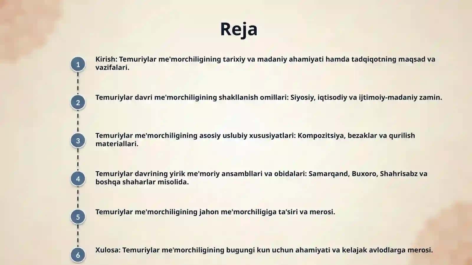 TEMURIYLAR DAVRI ME'MORCHILIGI 2