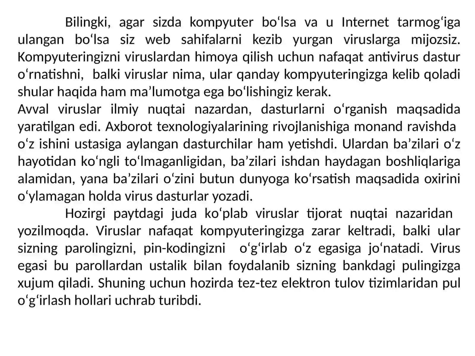 MaVZU: Texnik xavfsizlikni tushuntirish. Antivirus dasturlari 2
