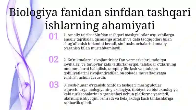 Biologiyadan Sinfdan Tashqari MashgʻUlotlarning TaʼLim Tarbiya Jarayonida Tutgan OʻRni 2