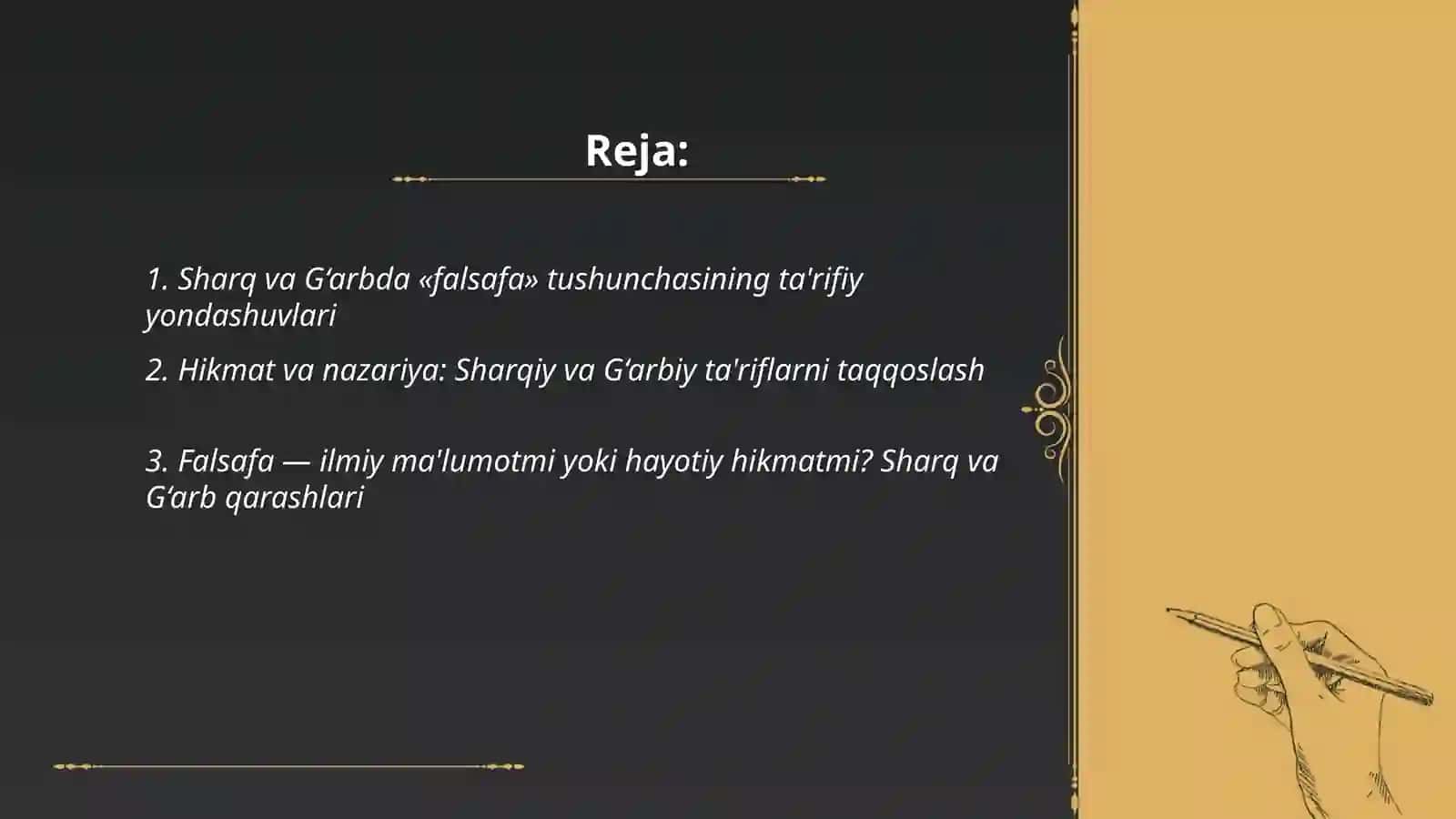 Falsafaning mohiyatiga oid Sharq va G‘arb mutafakkirlari ta'riflarini tasniflash 2