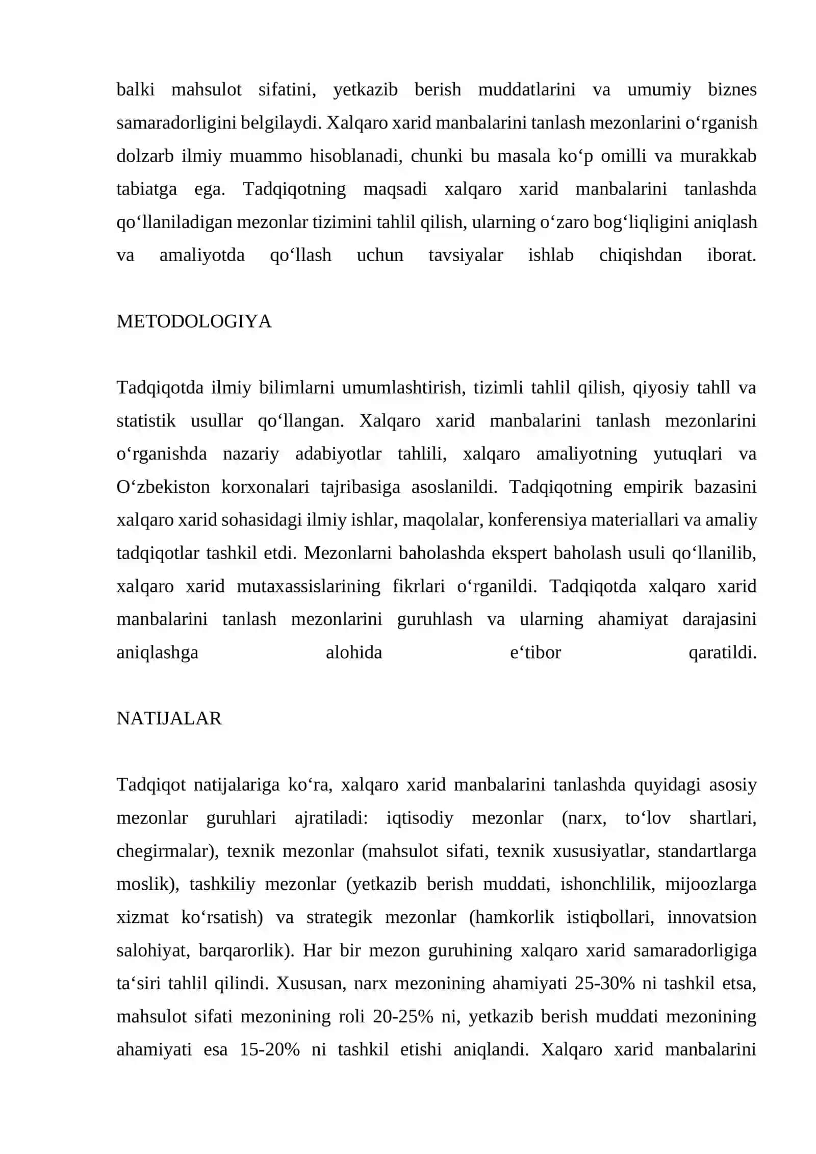 XALQARO XARID MANBALARINI TANLASH MEZONLARI 2