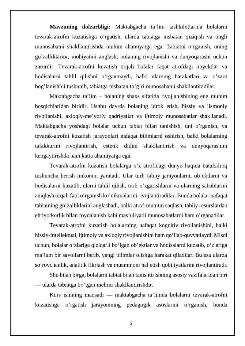 Maktabgacha yoshdagi bolalarni tevarak-atrof va tabiatni kuzatishga o‘rgatishning ilmiy-metodik asoslari 2