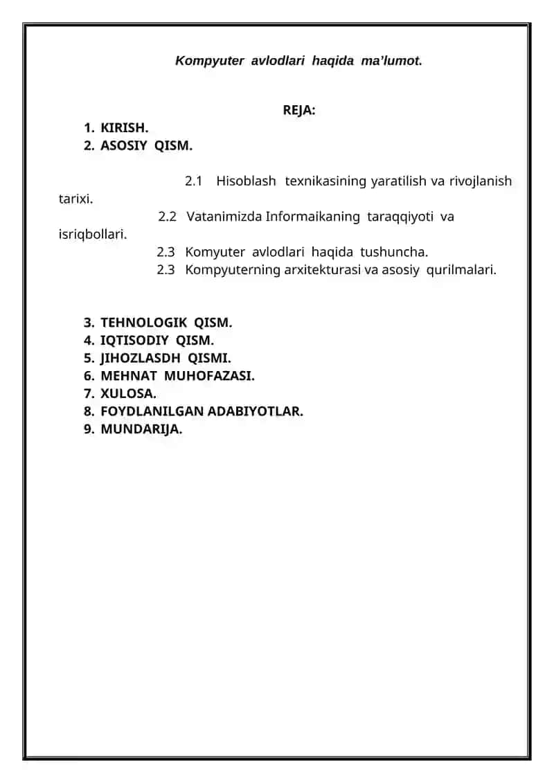 Kompyuter avlodlari haqida ma’lumot 2
