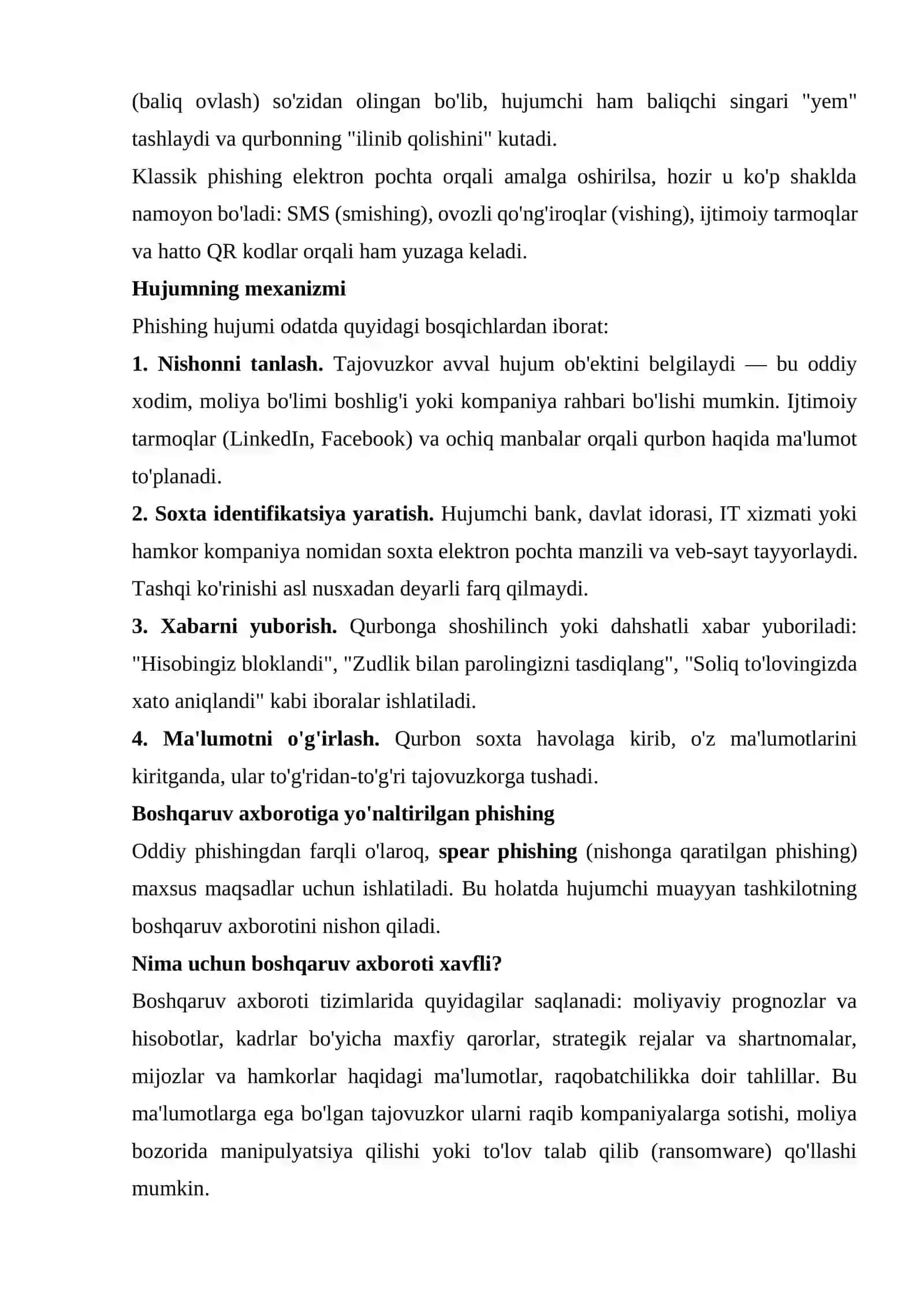 "Phishing: Boshqaruv axborotiga qarshi eng keng tarqalgan kiberhujum" 2