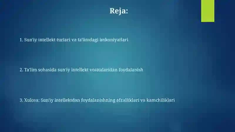 Sun'iy Intellektning Turikasi va Tarifi 2