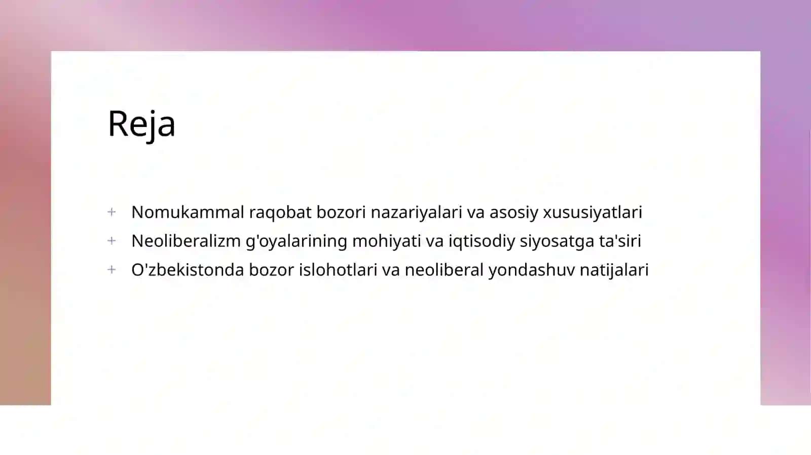 Nomukammal raqobat bozori nazariyalari 2