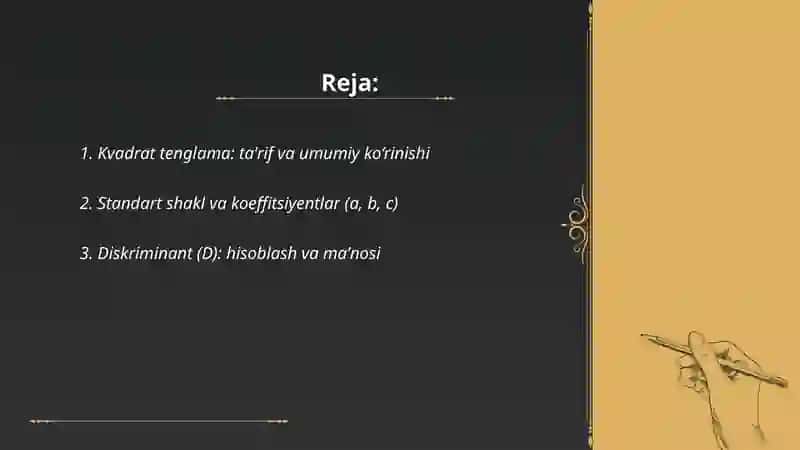 Kvadrat tenglamalar 2