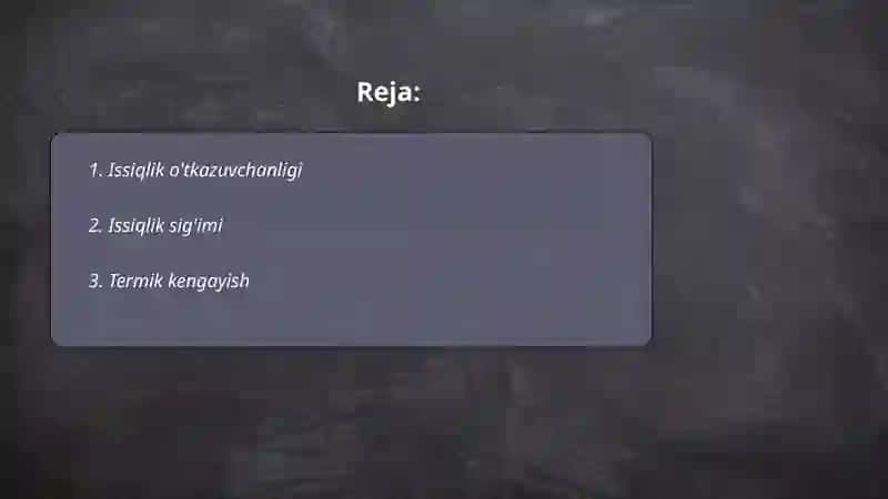 Issiqlik miqdori. Jismning ichki energiyasi 2