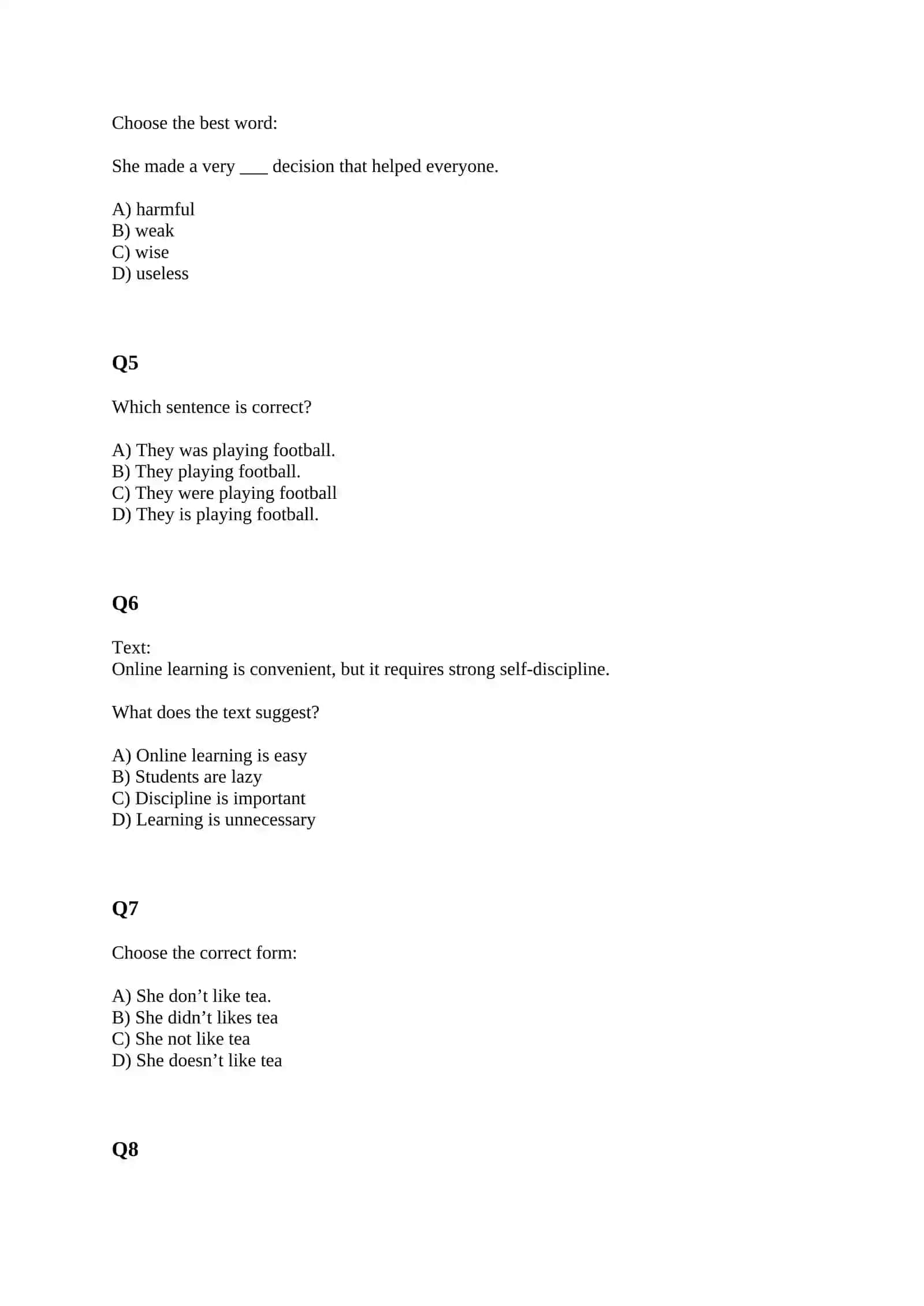 SAT STYLE TEST 2