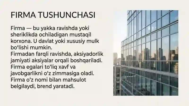 Firma tushuncha va turkumlanishi 2
