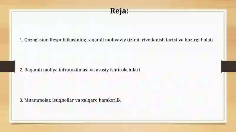 Qozoqiston Respublikasining raqamli moliya tizimi 2