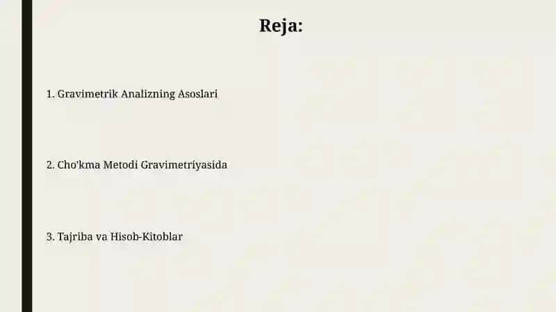 Gravimetrik analiz asosi 2