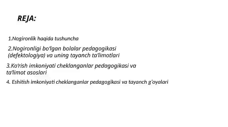 Nogironlik tushunchasi. Imkoniyati cheklangan bolalar toifalari 2