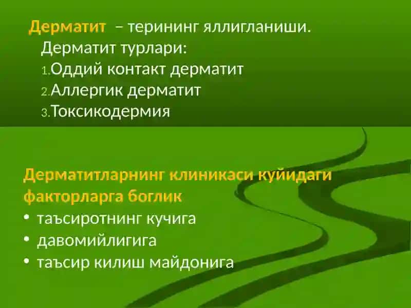 Дерматитлар,токсикодермия,гуш(экзема)ванейродерматозлар 2