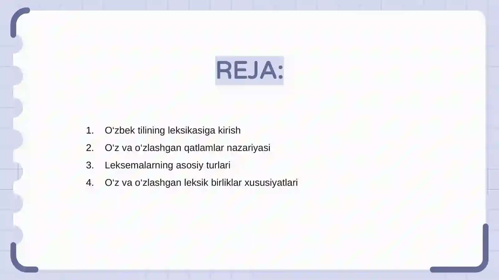O'zbek tilining leksikasiga kirish 2