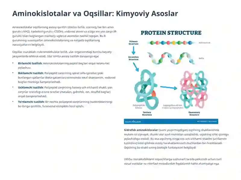 Aminokislotalar va Oqsillar: Ularning Xossalari va O‘qitish Metodikasi 2