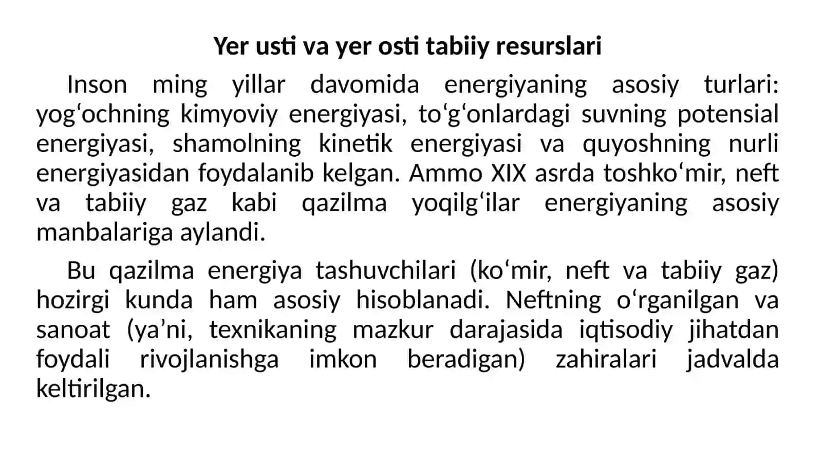 Yer usti va yer osti tabiiy resurslari 2