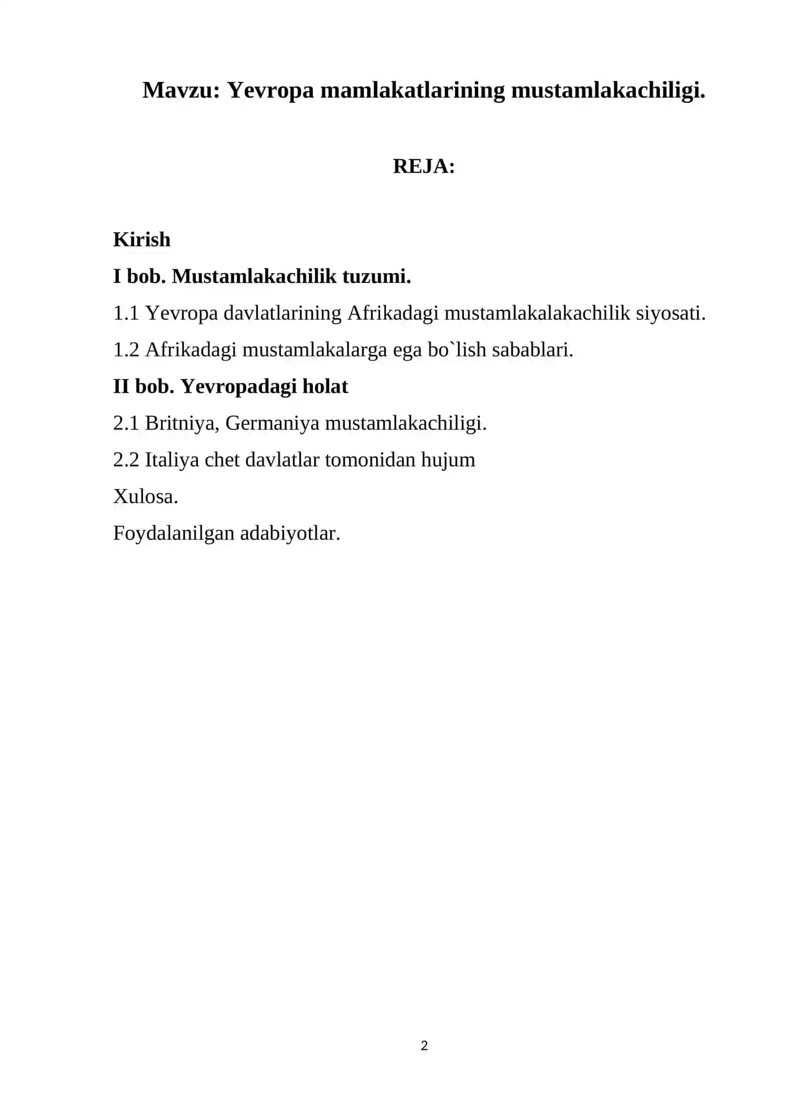 Yevropa mamlakatlarining mustamlakachiligi 2