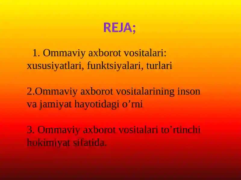 Ommaviy axborot vositalari to'rtinchi hokimiyat sifatida 2