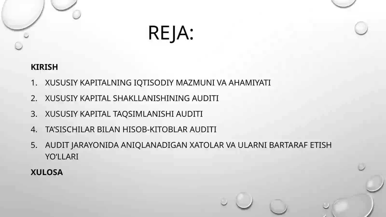 Xususiy kapital shakllanishi va taqsimlanishi hamda ta'sischilar bilan xisoblashishlar auditi 2