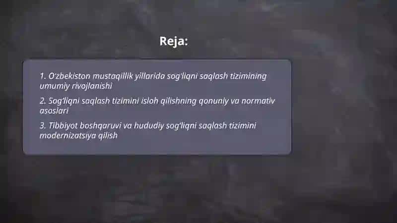 O‘zbekiston mustaqillik yillarida sog‘liqni saqlash tizimining umumiy rivojlanishi 2
