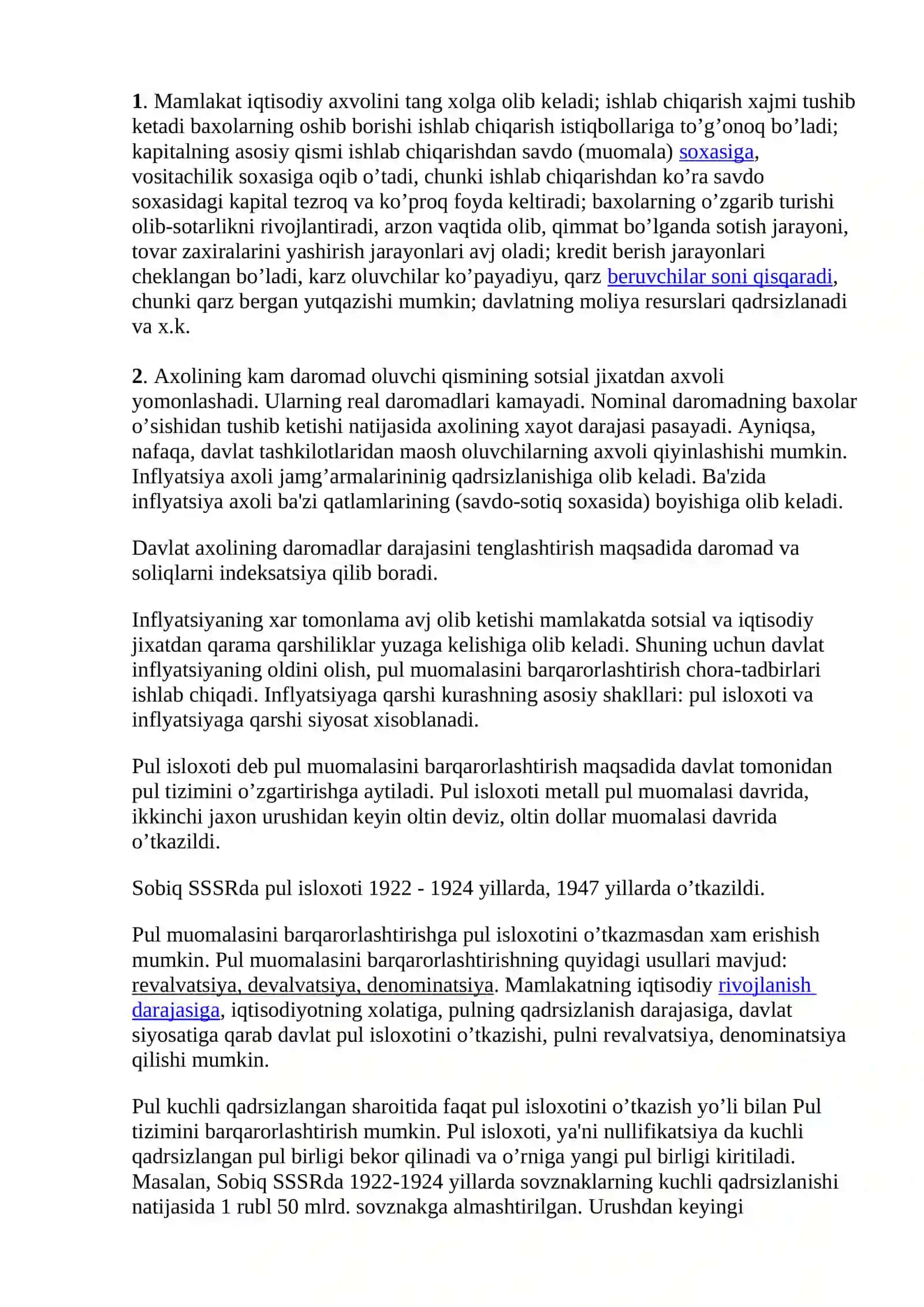 Inflyatsiyani ijtimoiy iqtisodiy oqibatlari va pul muomаlаsini barqarorlashtirish 2