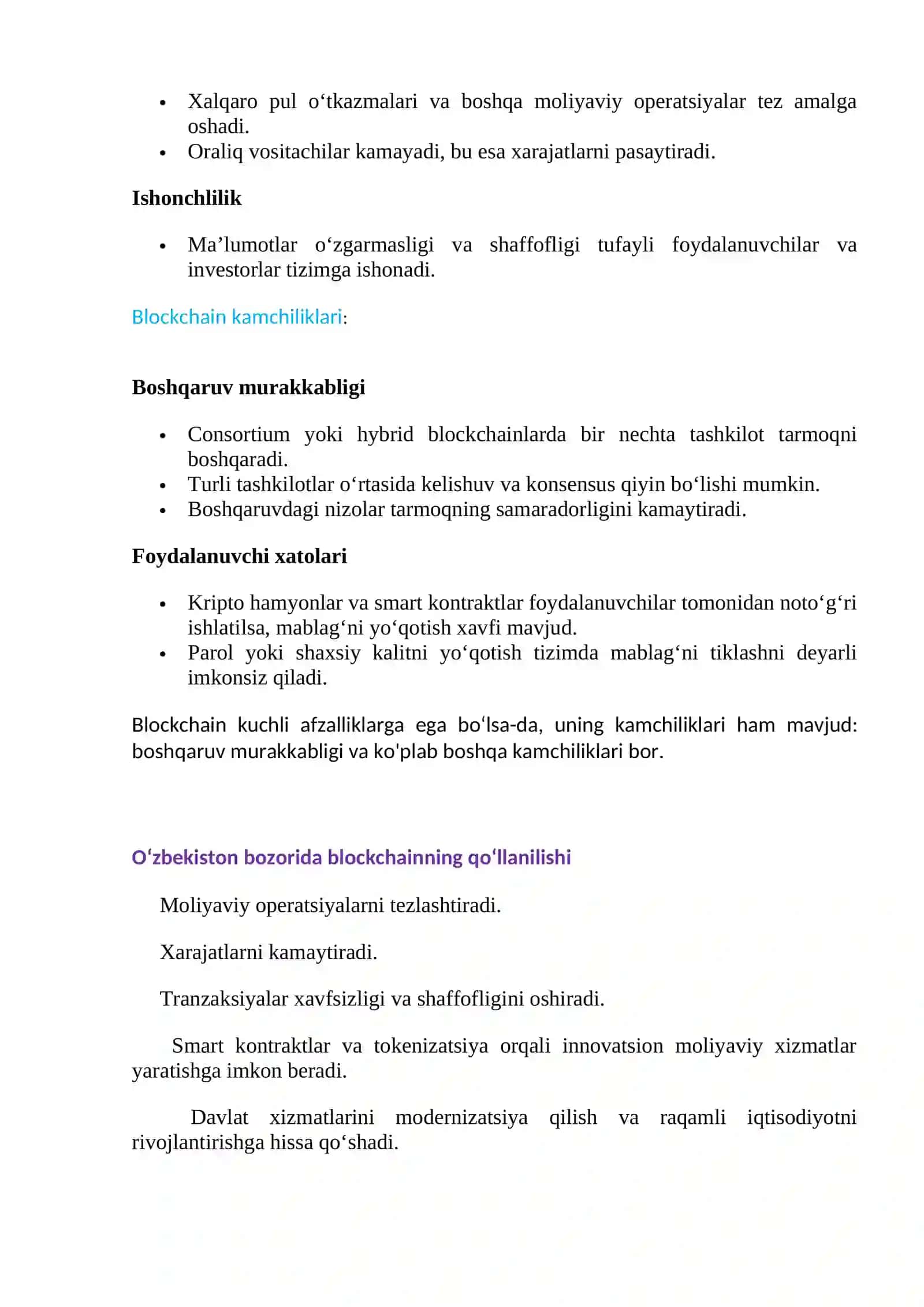 Blockchain va uning O'zbekiston bozoriga ta'siri 2