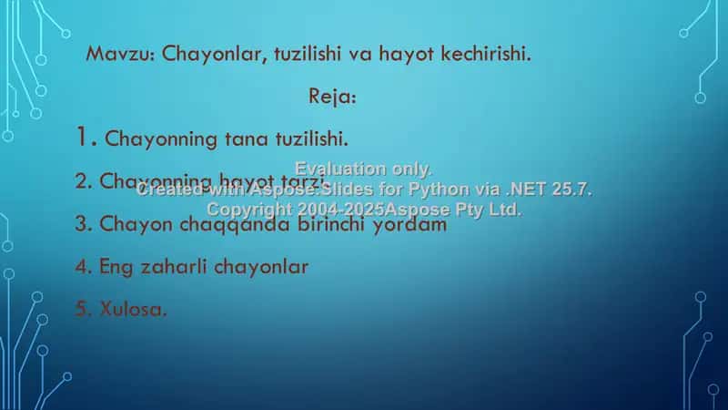 Chayonlar tuzilishi va hayot kechirishi 2