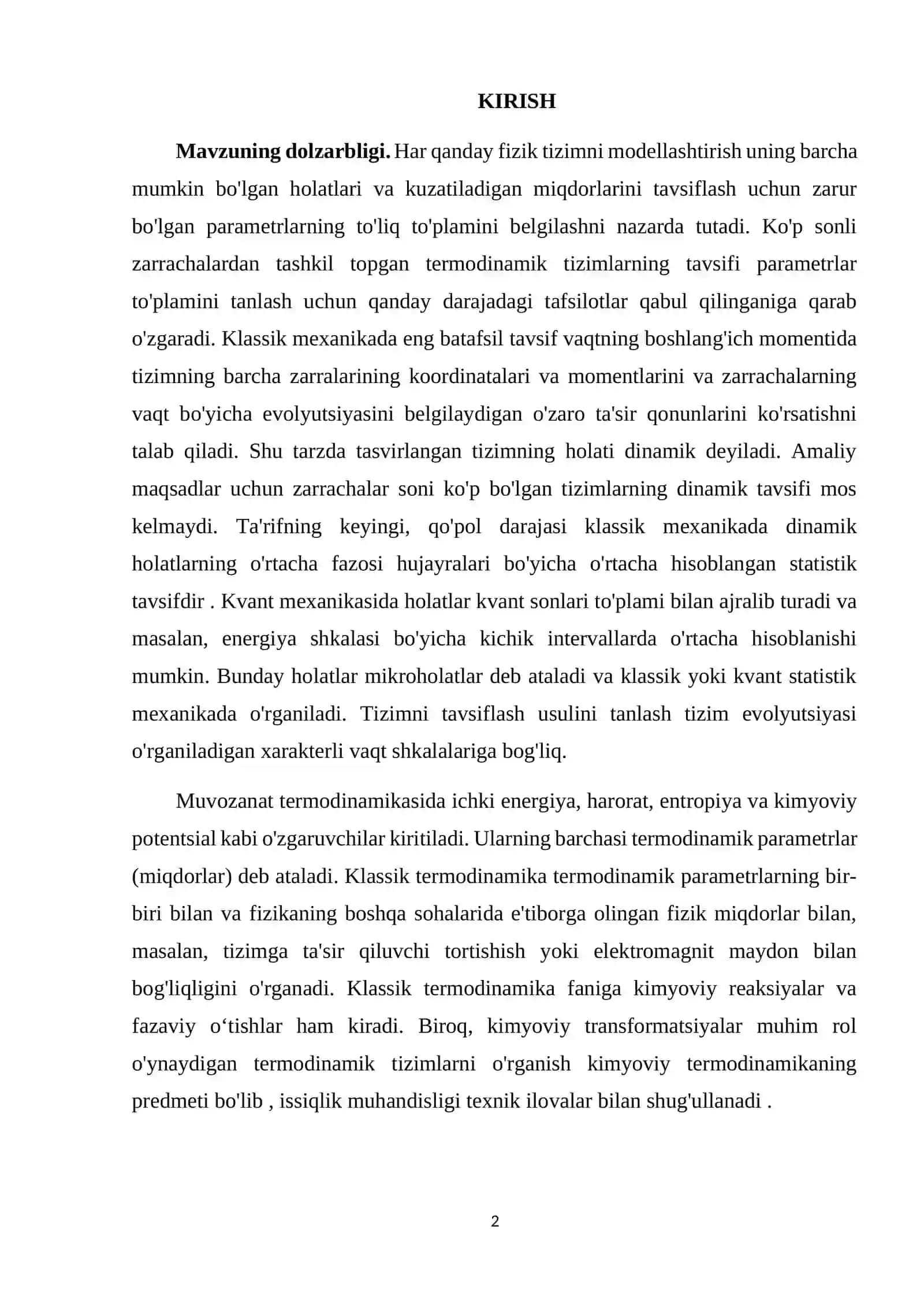 Termodinamika qonunlari 2