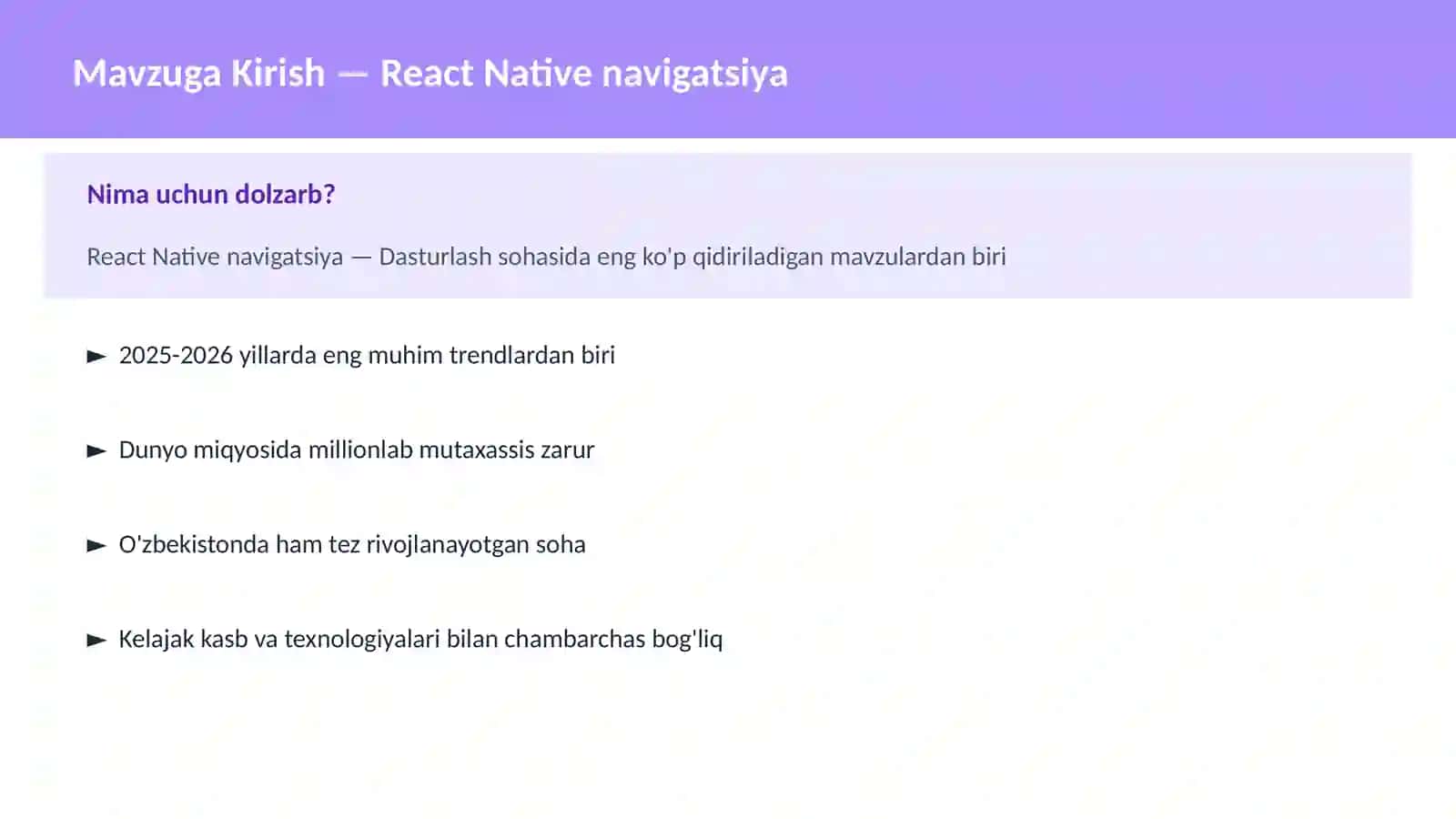 React Native navigatsiya 2