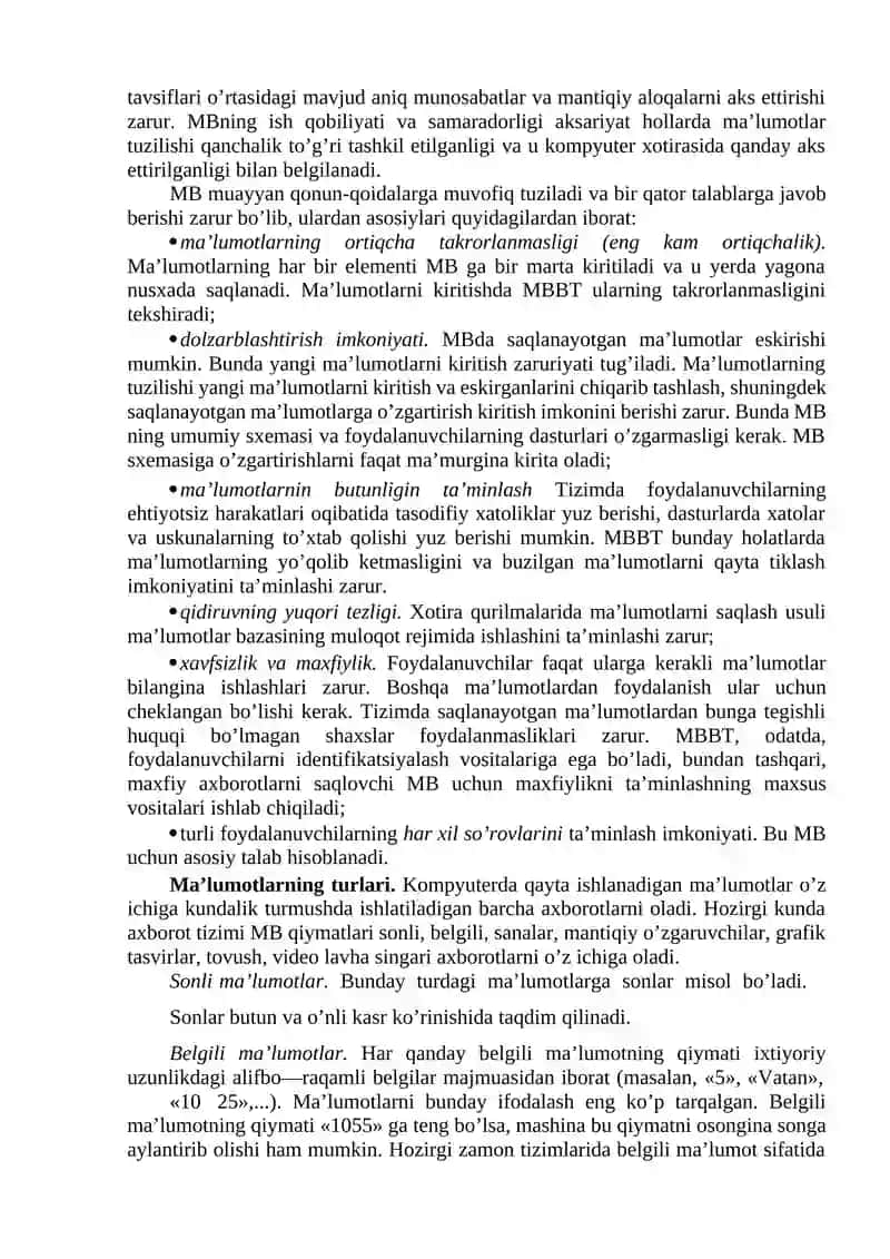 Texnik tizimlarda ma’lumotlar bazasi 2