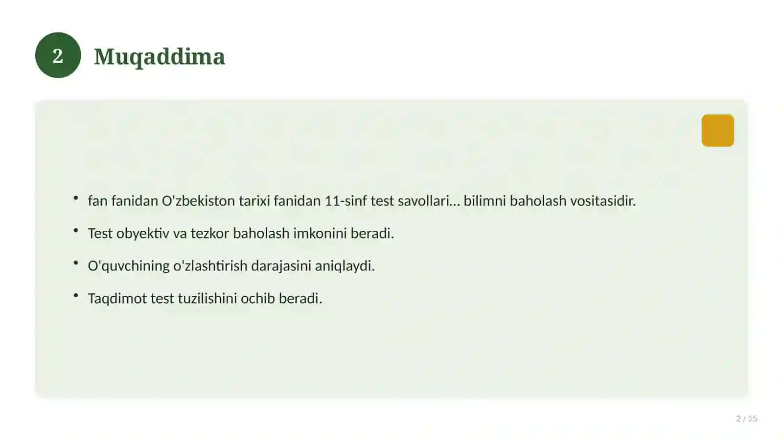 O'zbekiston tarixi fanidan 11-sinf test savollari to'plami 2