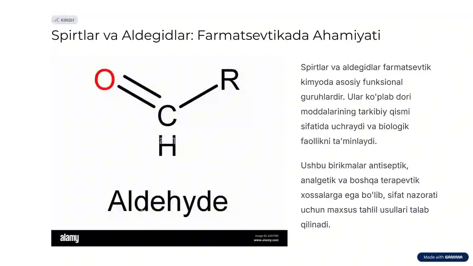 Spirtlar va Aldegidlar: Farmatsevtik Tahlil Asoslari 2