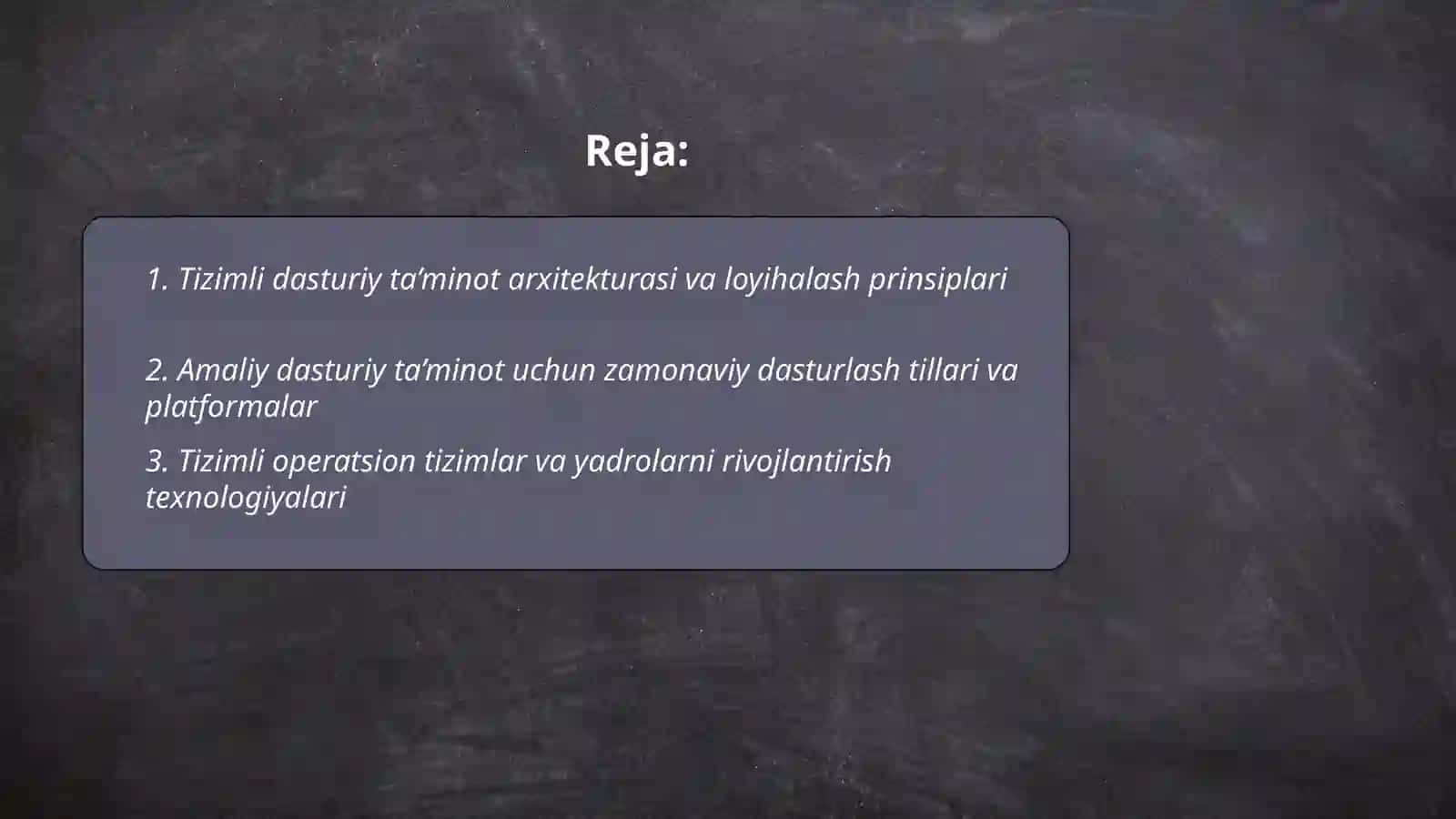 Tizimli dasturiy ta’minot arxitekturasi va loyihalash prinsiplari 2