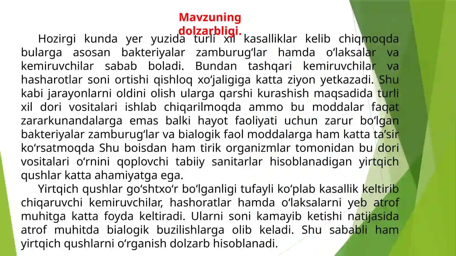 Oʻzbekistonda tarqalgan yirtqich qushlar va ularning tabiiy sanitarlar sifatidagi ahamiyati 2