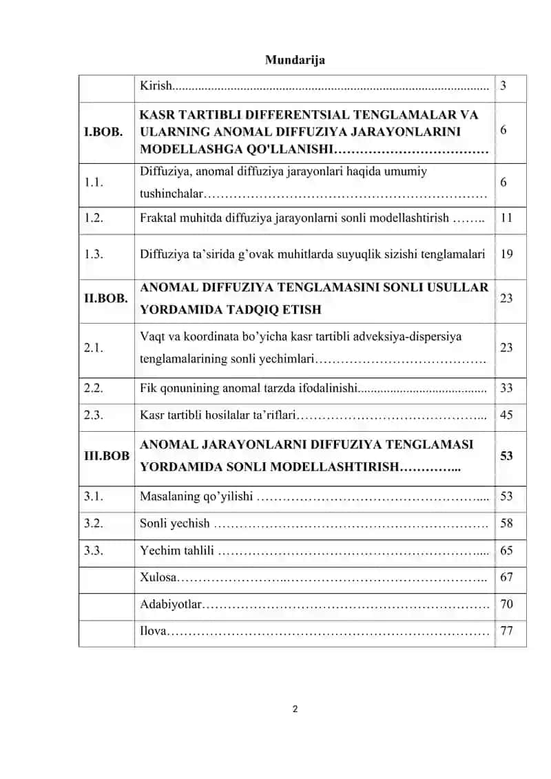 АNОMАL DIFFUZIYA TENGLAMASI UCHUN SAMARALI AYIRMALI SXEMALAR TUZISH 2