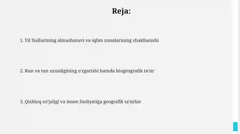 Yerning quyosh atrofida aylanishining geografik oqibatlari 2