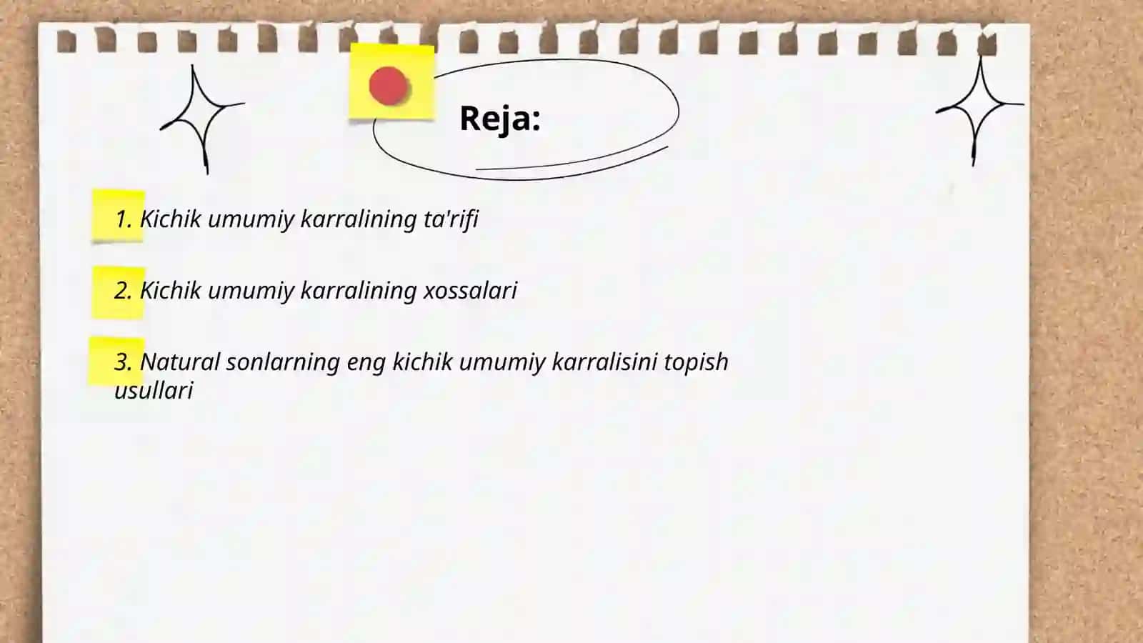 Kichik umumiy karralining ta'rifi 2
