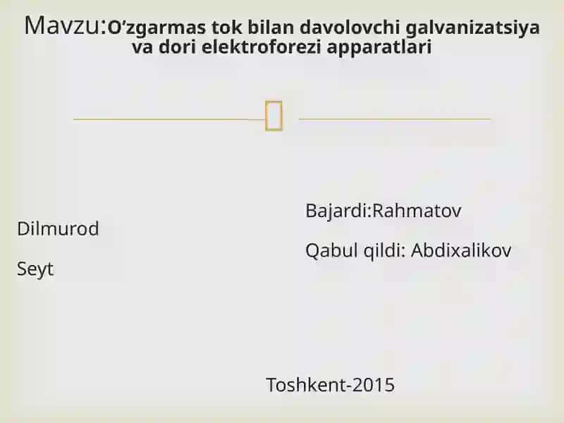 O’zgarmas tok bilan davolovchi galvanizatsiya va dori elektroforezi apparatlari 2