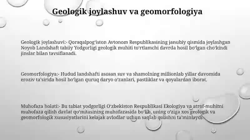 Noyob Landshaft Tabiiy Yodgorliklarni Holati Va Ularni Muhofaza Qilish 2